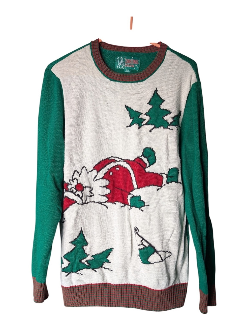 Genuine UGLY CHRISTMAS SWEATER Men’s Large Santa In Snow Holiday Xmas Party